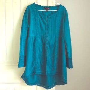 Green/Blue button up Tunic
